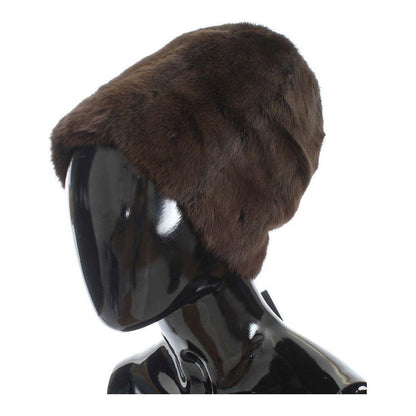 Dolce & Gabbana Brown Weasel Fur Womens Cashmere Hat Beanie Dolce & Gabbana