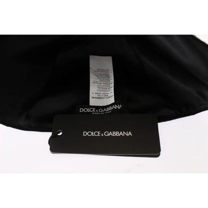 Dolce & Gabbana Black Wool White Floral Gold Leaf Hat Dolce & Gabbana