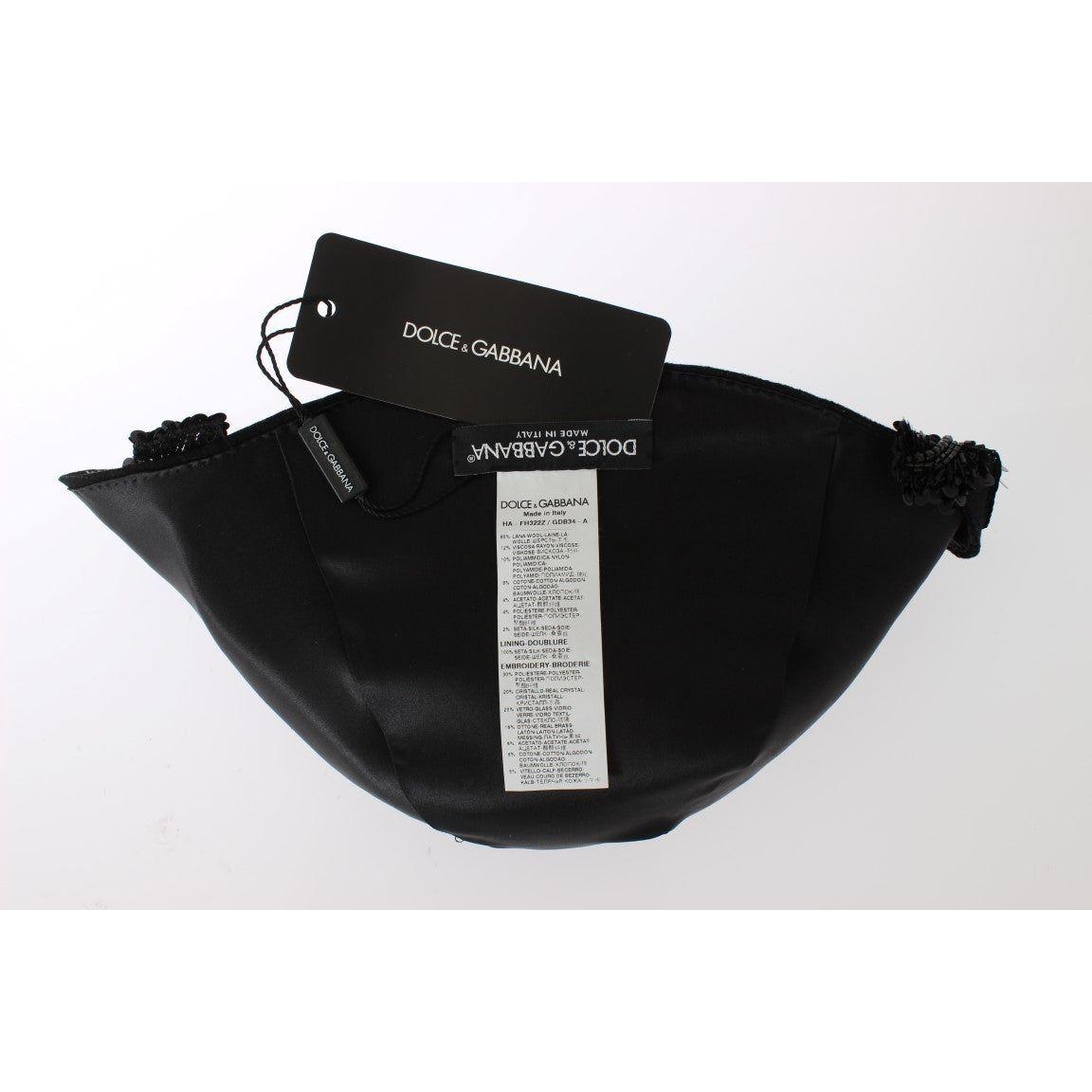 优雅的黑色水晶装饰钟形帽