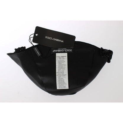 Dolce & Gabbana Black Crystal Gold Cherries Brooch Hat Dolce & Gabbana