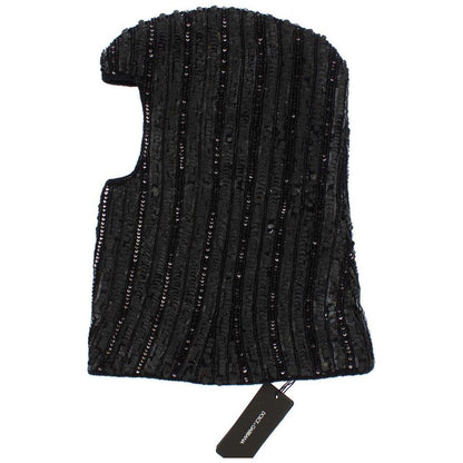Dolce & Gabbana Black Knitted Sequin Hood Scarf Hat Dolce & Gabbana