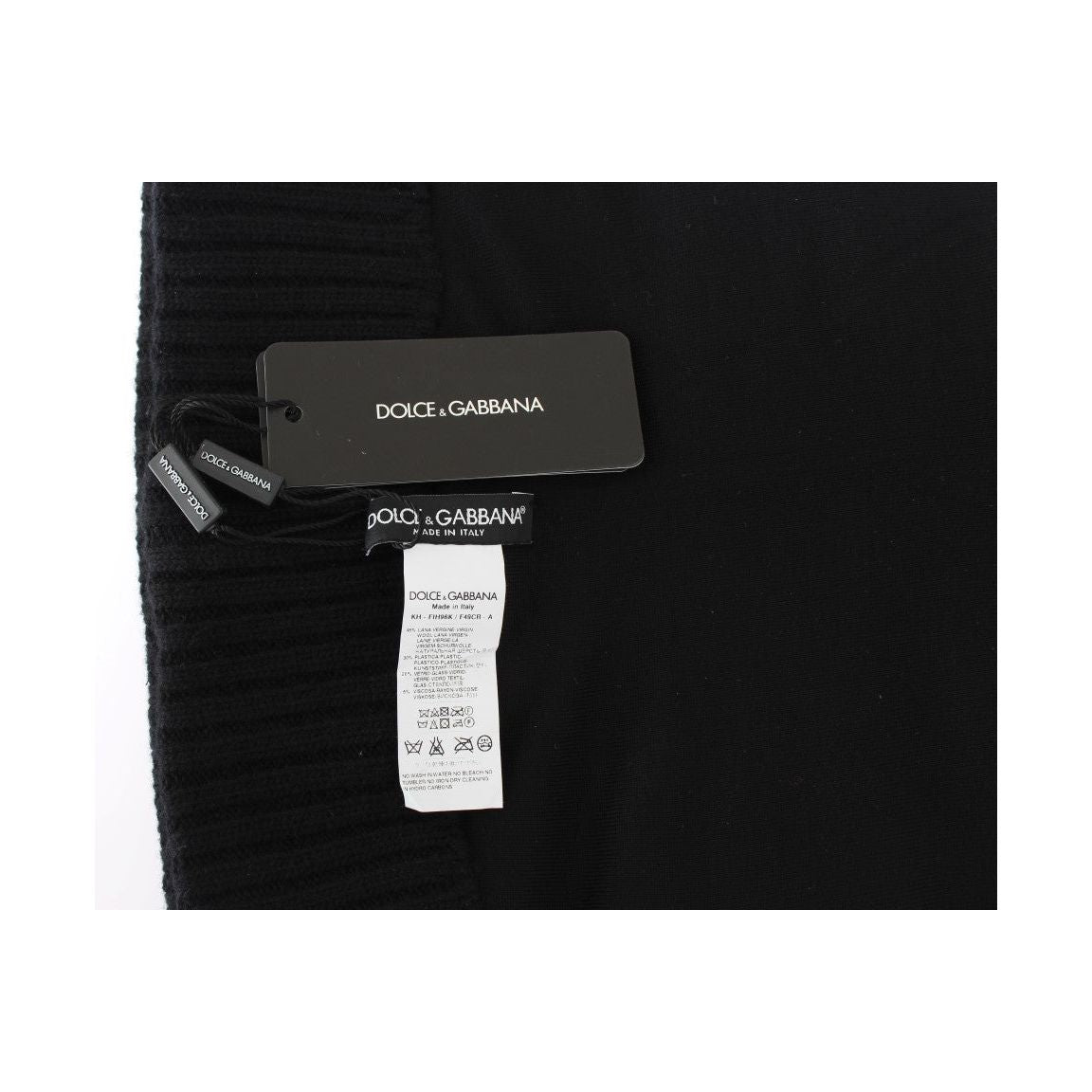 Dolce & Gabbana Black Knitted Sequin Hood Scarf Hat Dolce & Gabbana