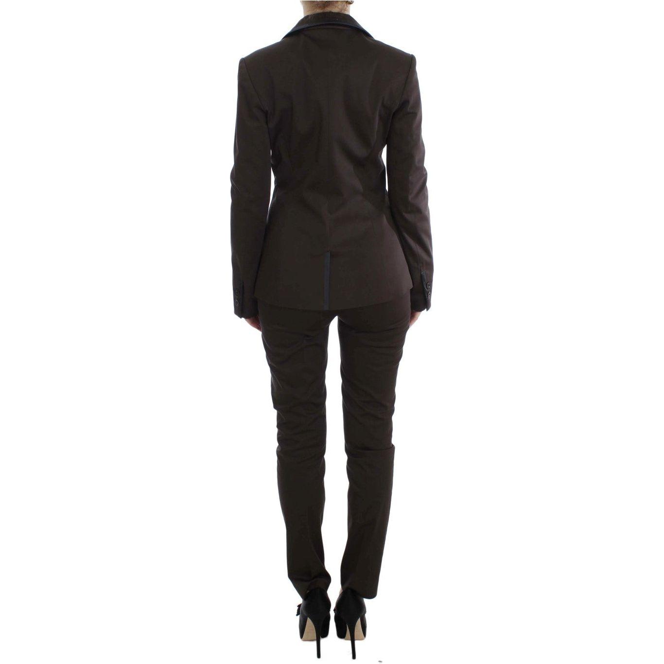 Exte Brown Stretch Two Button Suit Suit