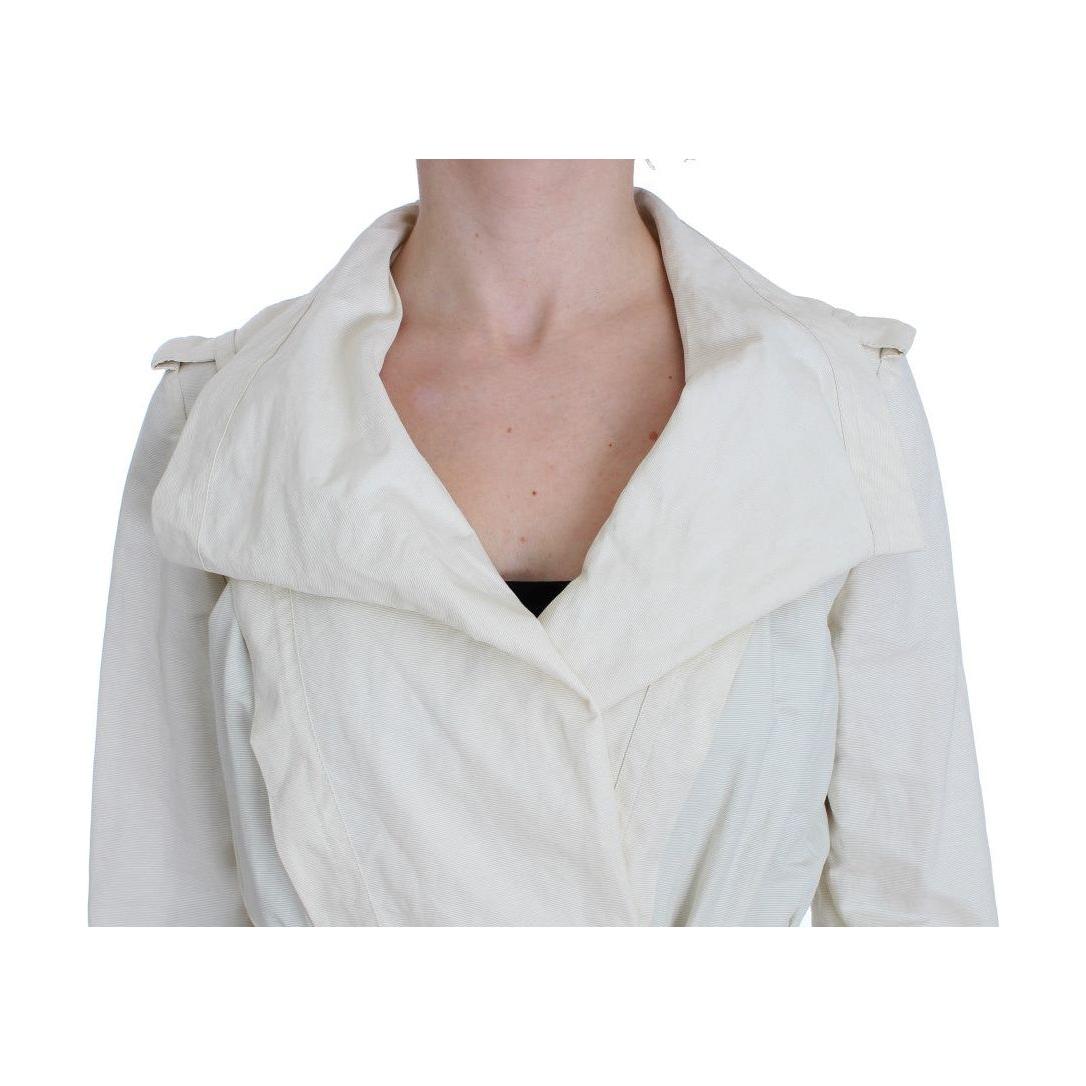 PLEIN SUD Elegant White Wrap Trench Jacket Coats & Jackets PLEIN SUD