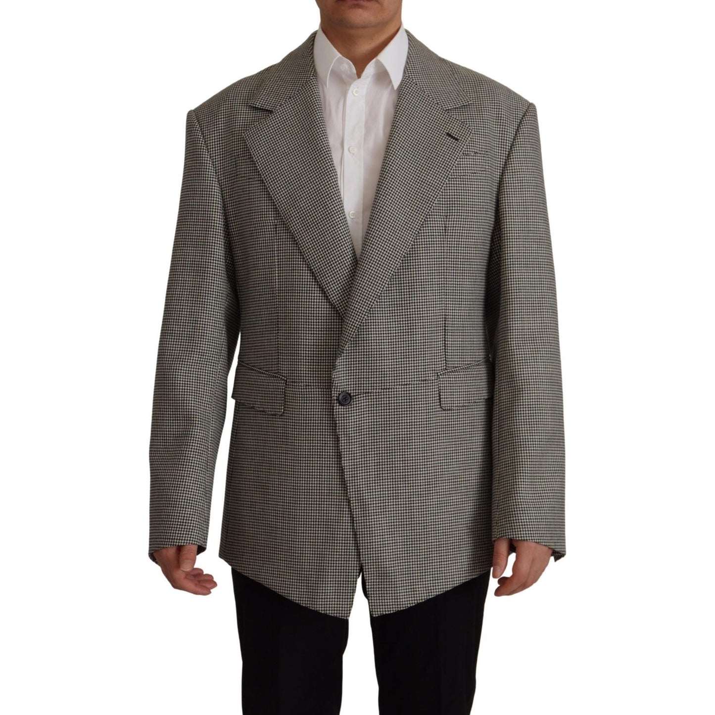 Dolce & Gabbana Gray Checkered Single Breasted Jacket Blazer 1728,67345645728,Blazers - Men - Clothing,Blazers - Suits & Blazers - Clothing,Clothing,Dolce & Gabbana,Gray,IT48 | M,Material: 100% Virgin Wool,Men,Men - Clothing,New with tags,Suits & Blazers