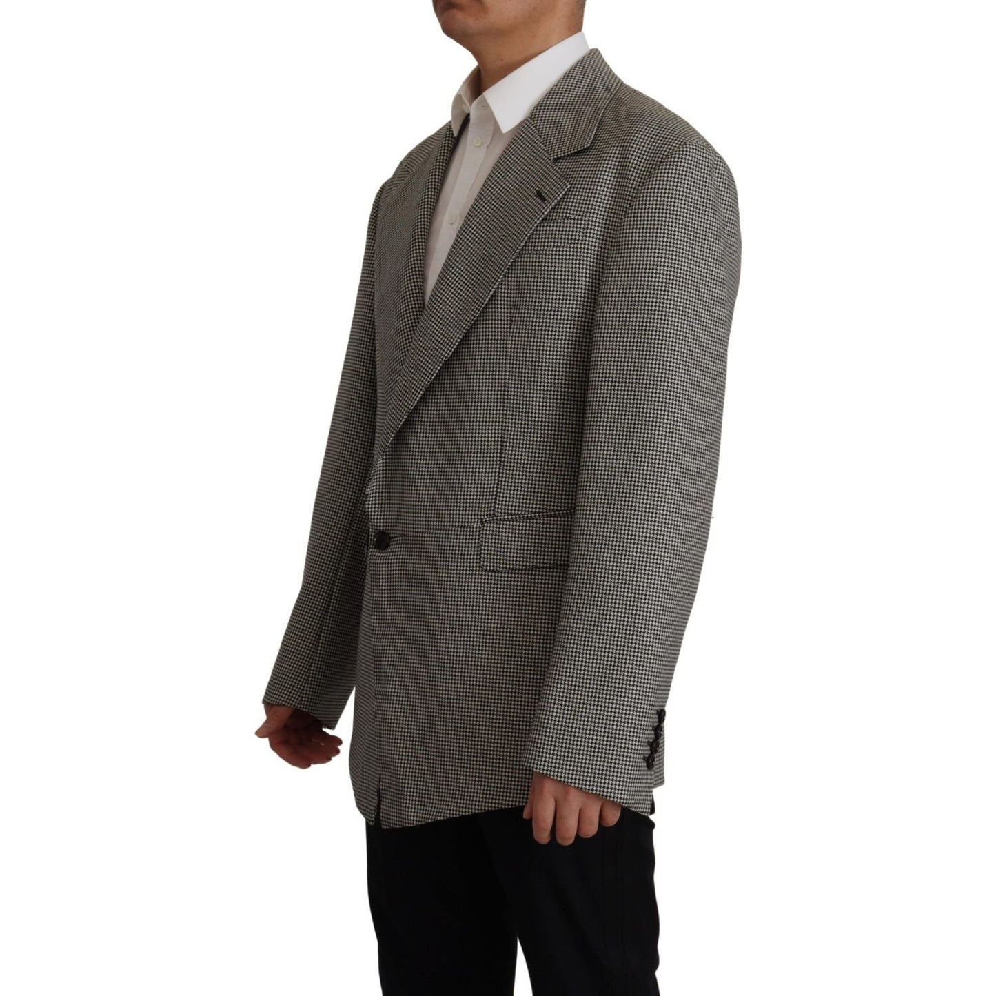 Dolce & Gabbana Gray Checkered Single Breasted Jacket Blazer 1728,67345645728,Blazers - Men - Clothing,Blazers - Suits & Blazers - Clothing,Clothing,Dolce & Gabbana,Gray,IT48 | M,Material: 100% Virgin Wool,Men,Men - Clothing,New with tags,Suits & Blazers
