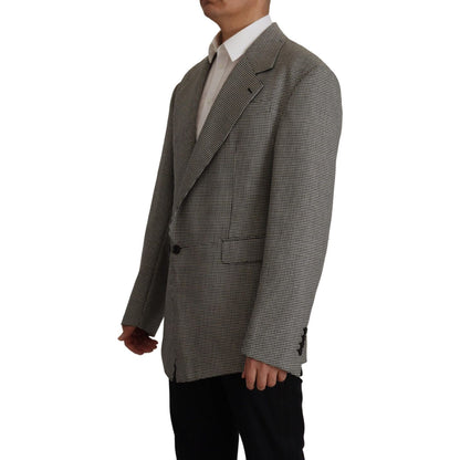Dolce & Gabbana Gray Checkered Single Breasted Jacket Blazer 1728,67345645728,Blazers - Men - Clothing,Blazers - Suits & Blazers - Clothing,Clothing,Dolce & Gabbana,Gray,IT48 | M,Material: 100% Virgin Wool,Men,Men - Clothing,New with tags,Suits & Blazers