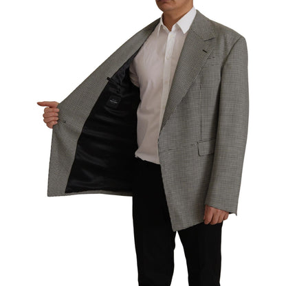 Dolce & Gabbana Gray Checkered Single Breasted Jacket Blazer 1728,67345645728,Blazers - Men - Clothing,Blazers - Suits & Blazers - Clothing,Clothing,Dolce & Gabbana,Gray,IT48 | M,Material: 100% Virgin Wool,Men,Men - Clothing,New with tags,Suits & Blazers
