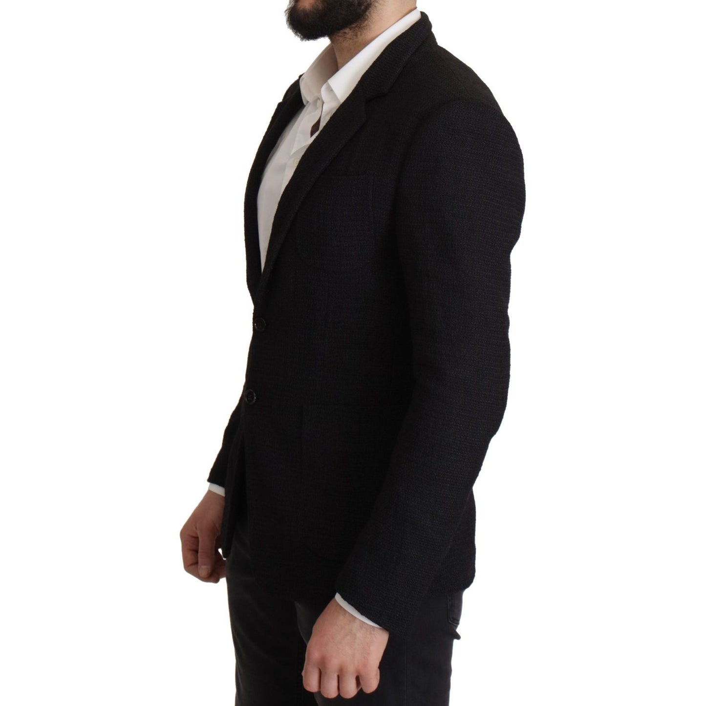 Dolce & Gabbana Black Single Breasted Coat Men Blazer 1% Nylon,1728,67345645728,Black,Blazers - Men - Clothing,Blazers - Suits & Blazers - Clothing,Clothing,Dolce & Gabbana,IT50 | L,Material: 99% Virgin Wool,Men,Men - Clothing,New with tags,Suits & Blazer