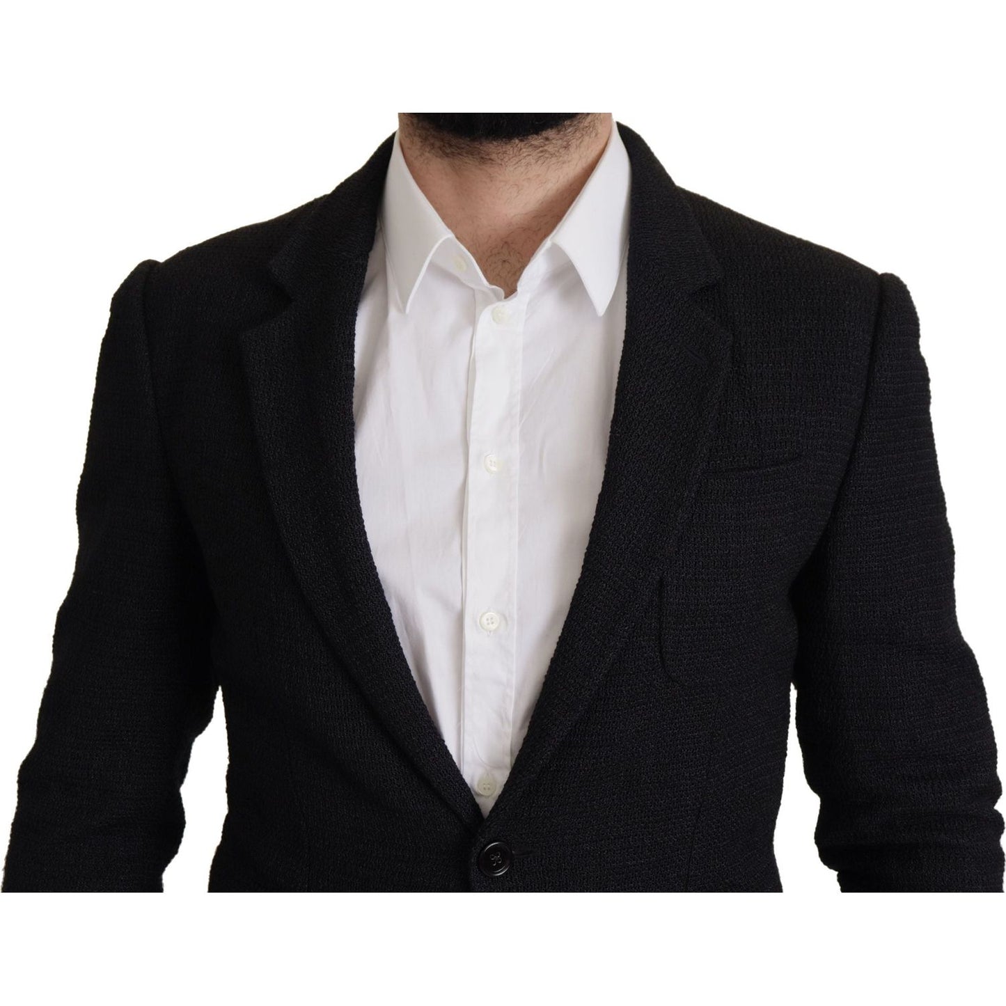 Dolce & Gabbana Black Single Breasted Coat Men Blazer 1% Nylon,1728,67345645728,Black,Blazers - Men - Clothing,Blazers - Suits & Blazers - Clothing,Clothing,Dolce & Gabbana,IT50 | L,Material: 99% Virgin Wool,Men,Men - Clothing,New with tags,Suits & Blazer