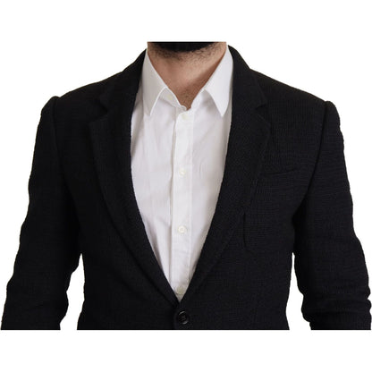 Dolce & Gabbana Black Single Breasted Coat Men Blazer 1% Nylon,1728,67345645728,Black,Blazers - Men - Clothing,Blazers - Suits & Blazers - Clothing,Clothing,Dolce & Gabbana,IT50 | L,Material: 99% Virgin Wool,Men,Men - Clothing,New with tags,Suits & Blazer