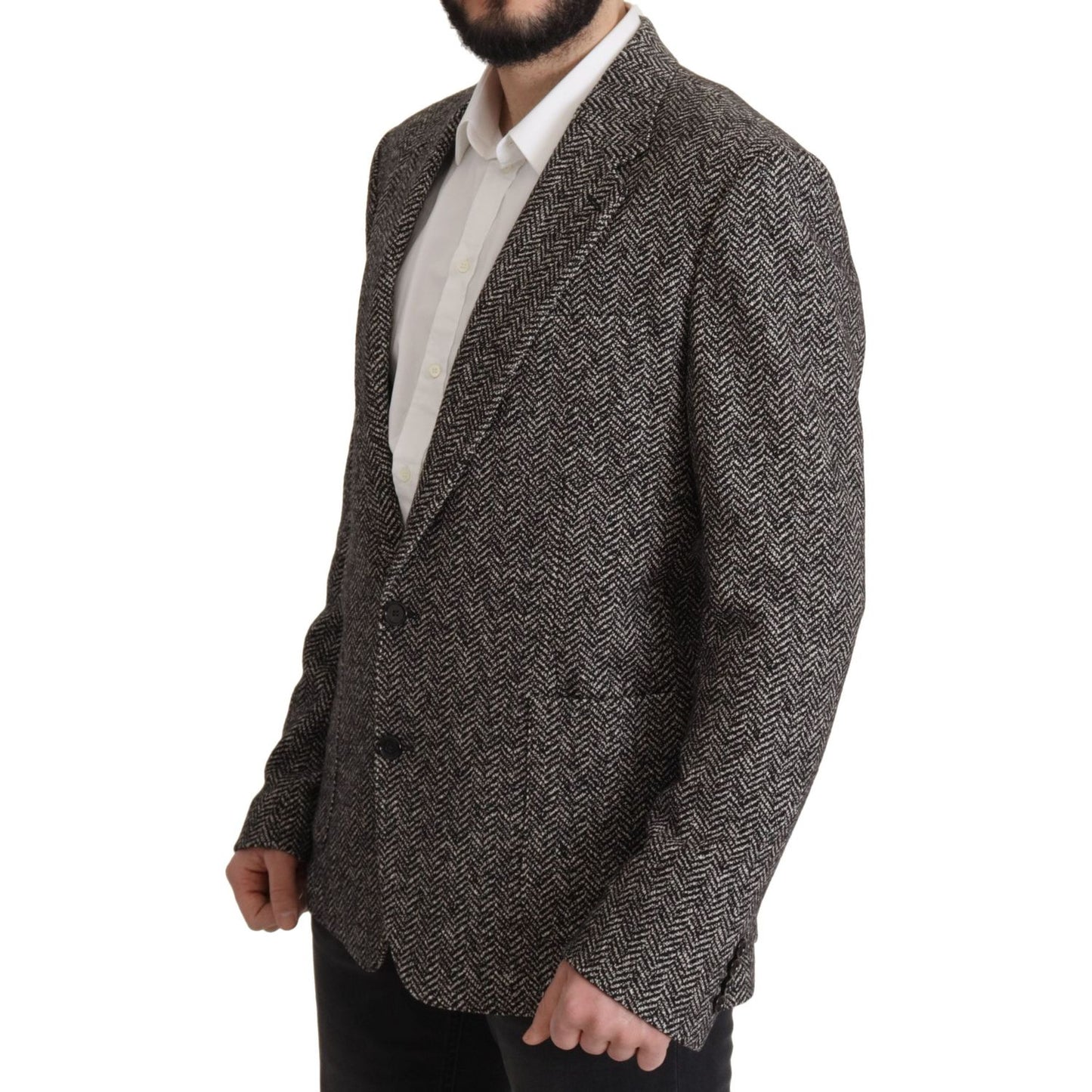 Dolce & Gabbana Exquisite Gray Herringbone Blazer Jacket Dolce & Gabbana