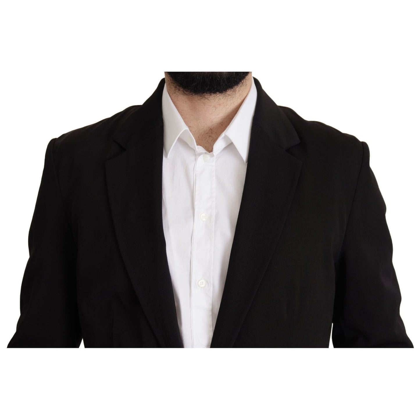 Dolce & Gabbana Black Wool Single Breasted Coat Blazer