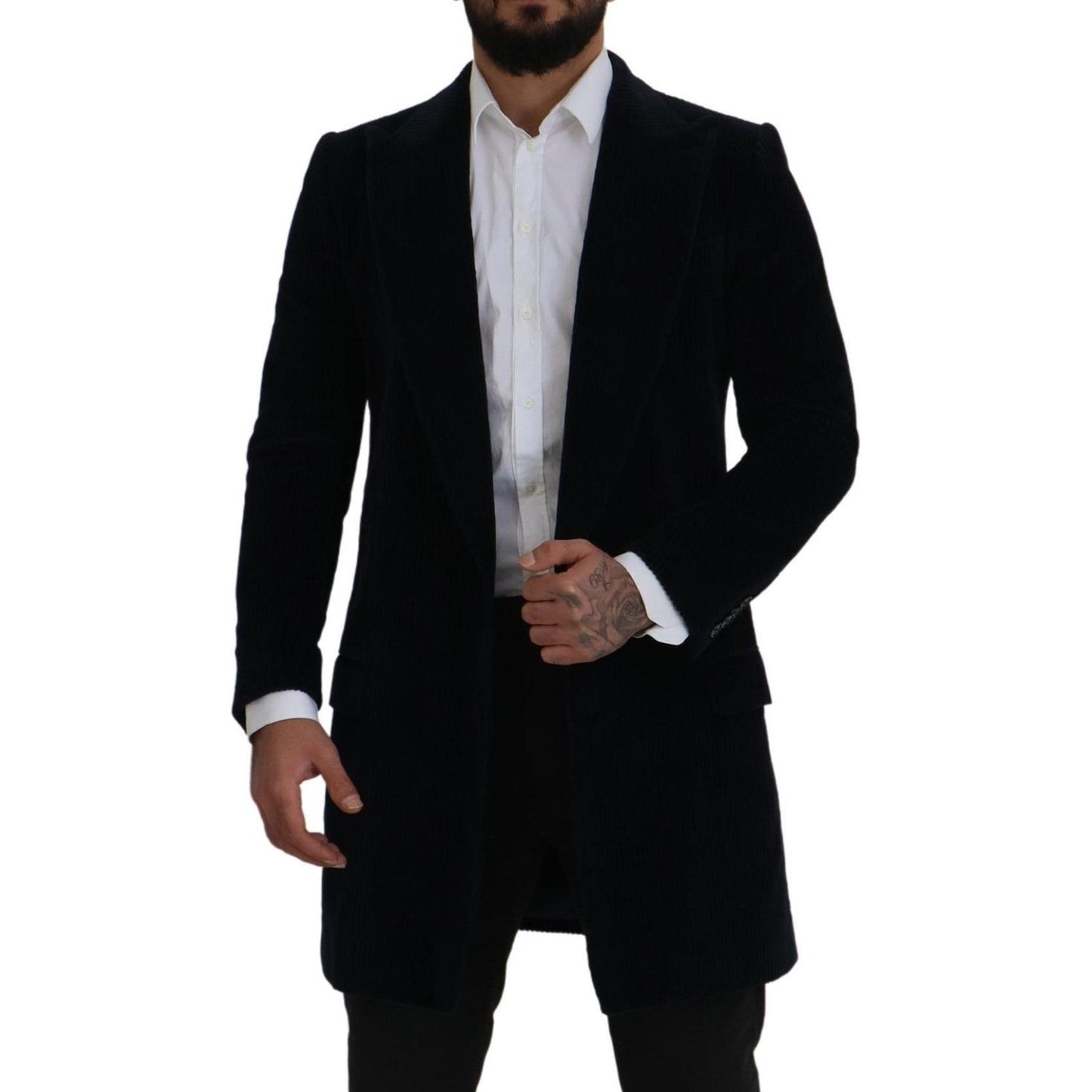 Dolce & Gabbana Black Cotton Cardigan Long Coat Men Jacket 1728,67345645728,Black,Blazers - Men - Clothing,Clothing,Coats - Jackets & Coats - Clothing,Dolce & Gabbana,IT46 | S,Jackets & Coats - Clothing,Material: 100% Cotton,Men,Men - Clothing,New with ta
