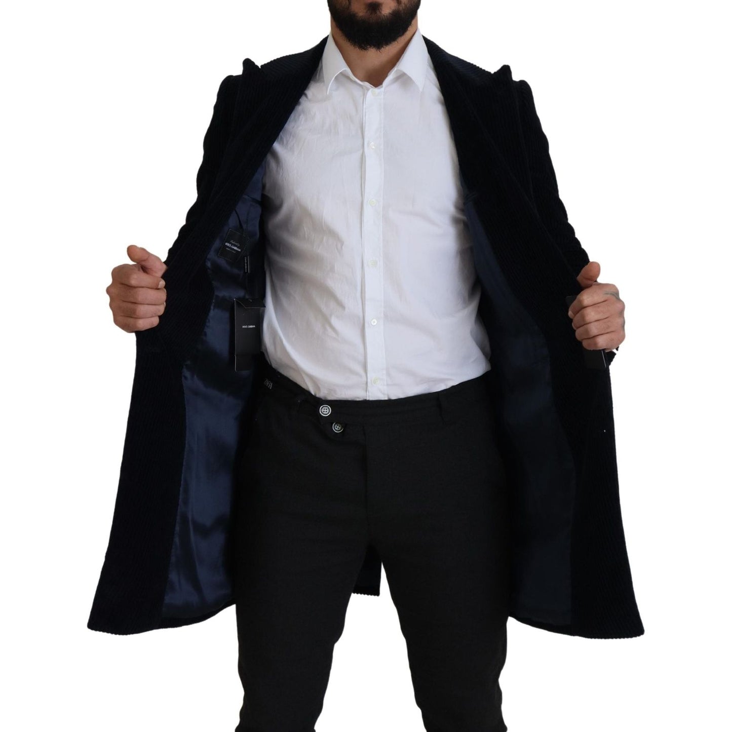 Dolce & Gabbana Black Cotton Cardigan Long Coat Men Jacket 1728,67345645728,Black,Blazers - Men - Clothing,Clothing,Coats - Jackets & Coats - Clothing,Dolce & Gabbana,IT46 | S,Jackets & Coats - Clothing,Material: 100% Cotton,Men,Men - Clothing,New with ta