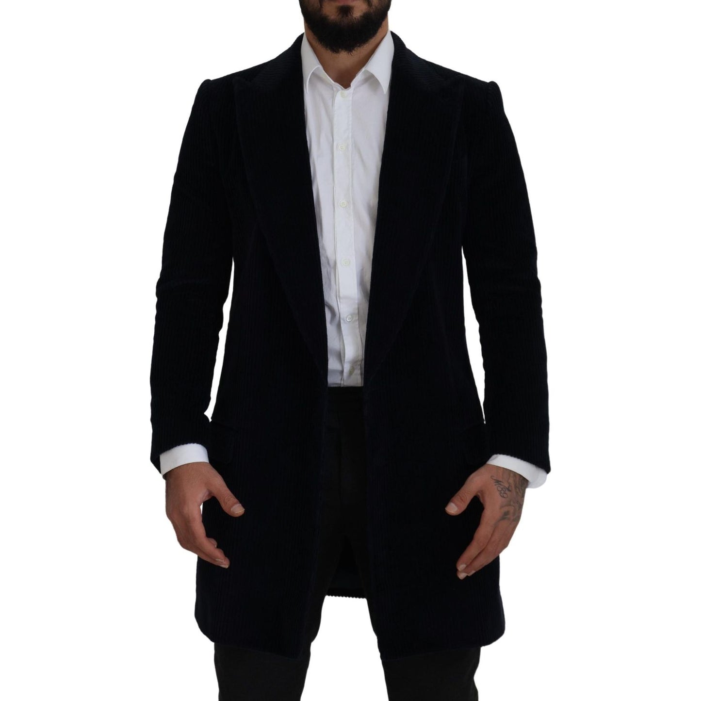 Dolce & Gabbana Black Cotton Cardigan Long Coat Men Jacket 1728,67345645728,Black,Blazers - Men - Clothing,Clothing,Coats - Jackets & Coats - Clothing,Dolce & Gabbana,IT46 | S,Jackets & Coats - Clothing,Material: 100% Cotton,Men,Men - Clothing,New with ta