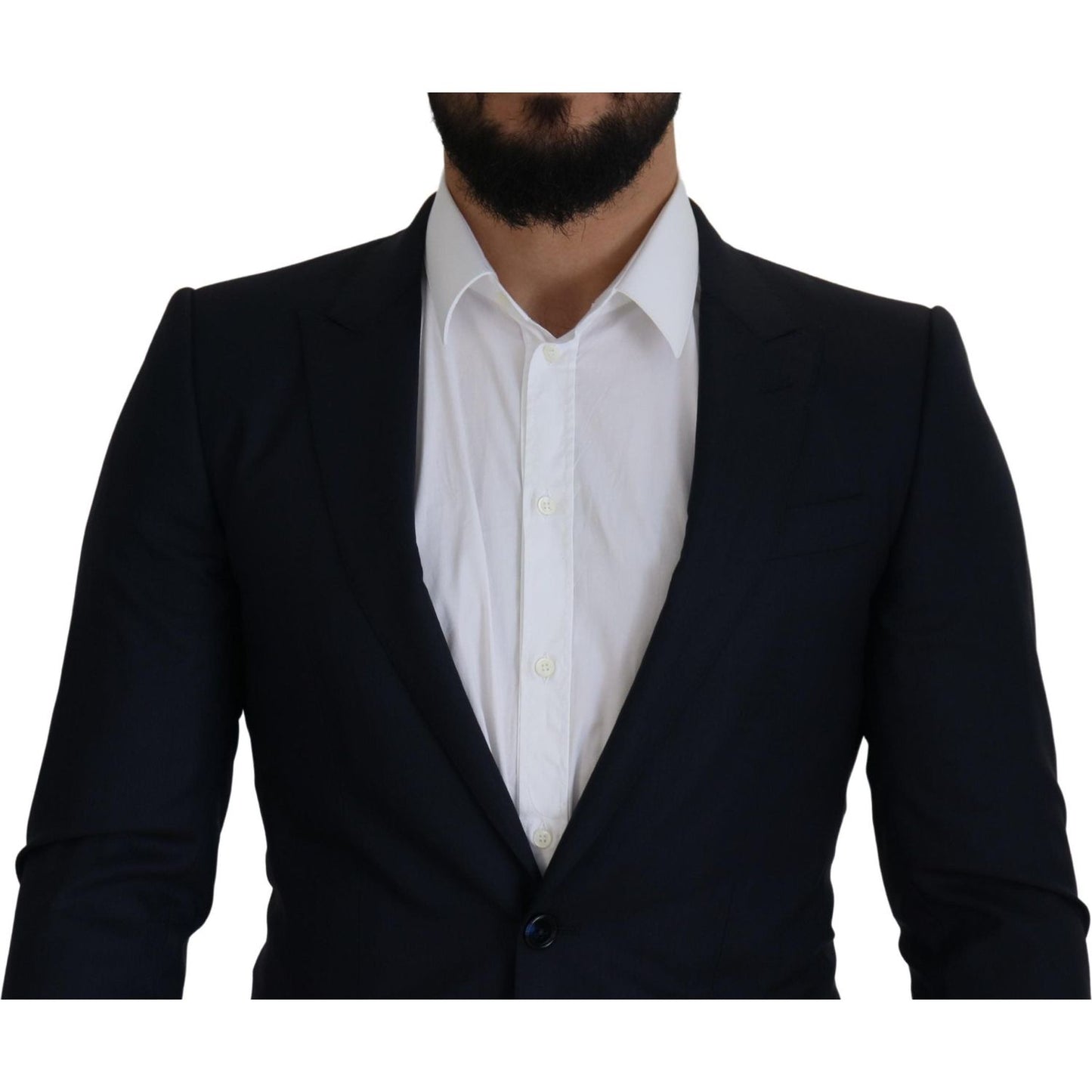 Dolce & Gabbana Blue Wool Single Breasted Coat Blazer