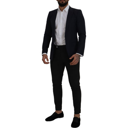 Dolce & Gabbana Blue Wool Single Breasted Coat Blazer