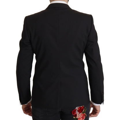 Dolce & Gabbana Black Single Breasted Jacket MARTINI Blazer 1728,67345645728,Black,Blazers - Men - Clothing,Blazers - Suits & Blazers - Clothing,Clothing,Dolce & Gabbana,IT50 | L,Material: 98% Virgin Wool 2% Elastane,Men,Men - Clothing,New with tags,Suits