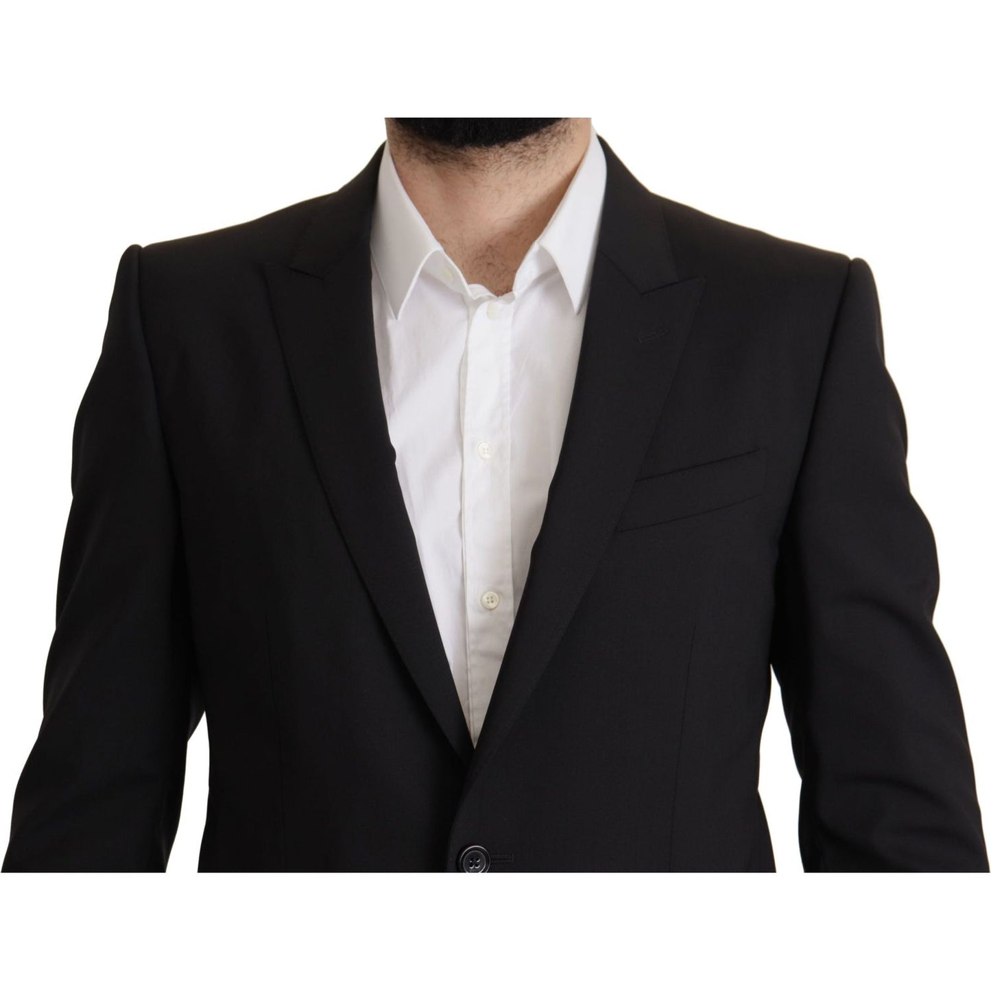 Dolce & Gabbana Black Single Breasted Jacket MARTINI Blazer 1728,67345645728,Black,Blazers - Men - Clothing,Blazers - Suits & Blazers - Clothing,Clothing,Dolce & Gabbana,IT50 | L,Material: 98% Virgin Wool 2% Elastane,Men,Men - Clothing,New with tags,Suits