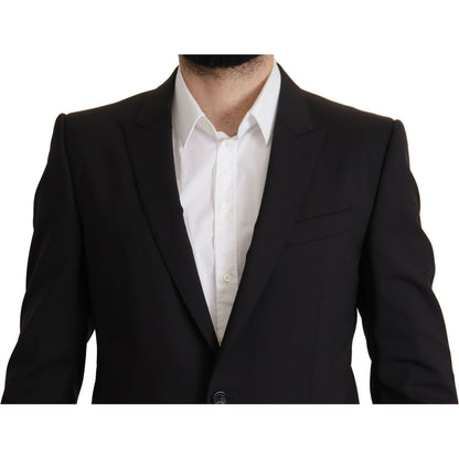 Dolce & Gabbana Black Single Breasted Jacket MARTINI Blazer 1728,67345645728,Black,Blazers - Men - Clothing,Blazers - Suits & Blazers - Clothing,Clothing,Dolce & Gabbana,IT50 | L,Material: 98% Virgin Wool 2% Elastane,Men,Men - Clothing,New with tags,Suits