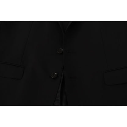 Dolce & Gabbana Black Single Breasted Jacket MARTINI Blazer 1728,67345645728,Black,Blazers - Men - Clothing,Blazers - Suits & Blazers - Clothing,Clothing,Dolce & Gabbana,IT50 | L,Material: 98% Virgin Wool 2% Elastane,Men,Men - Clothing,New with tags,Suits