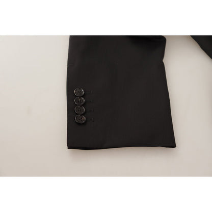 Dolce & Gabbana Black Single Breasted Jacket MARTINI Blazer 1728,67345645728,Black,Blazers - Men - Clothing,Blazers - Suits & Blazers - Clothing,Clothing,Dolce & Gabbana,IT50 | L,Material: 98% Virgin Wool 2% Elastane,Men,Men - Clothing,New with tags,Suits