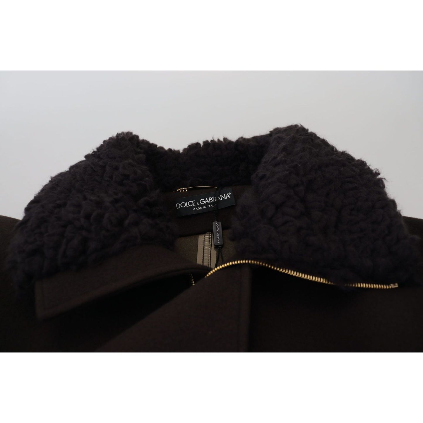 Dolce & Gabbana Elegant Dark Brown Shearling Coat Jacket Dolce & Gabbana