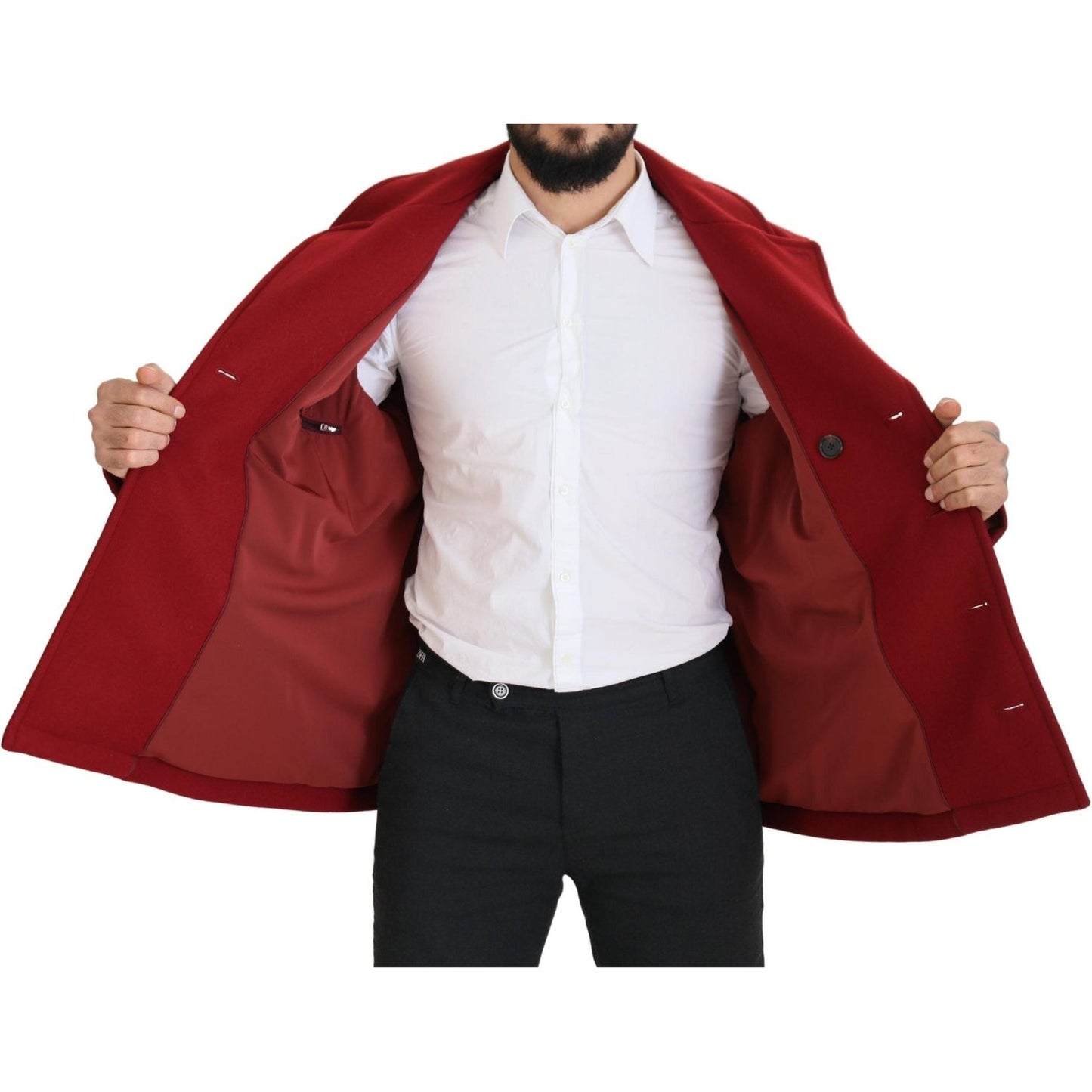 Dolce & Gabbana Elegant Red Double Breasted Wool Jacket Dolce & Gabbana