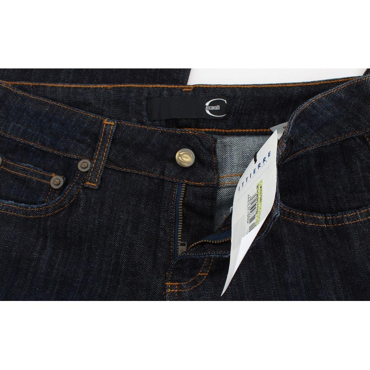 Cavalli Blue Cotton Straight Fit Stretch Jeans 1728,2% Elastan,67345645728,Blue,Cavalli,Clothing,Jeans & Pants - Women - Clothing,Jeans Denim - Clothing,Material: 98% Cotton,New with tags,Straight-Leg Jeans - Jeans Denim - Clothing,W26,W34,Women,Women - C