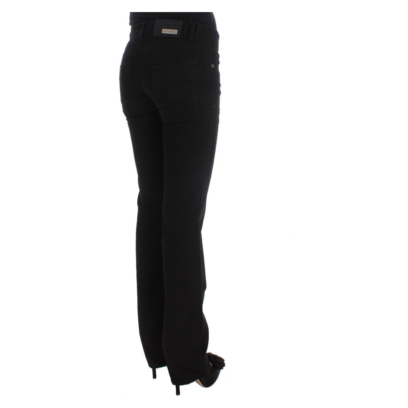 Costume National Chic Black Slim Fit Zippered Cotton Jeans Jeans & Pants Costume National