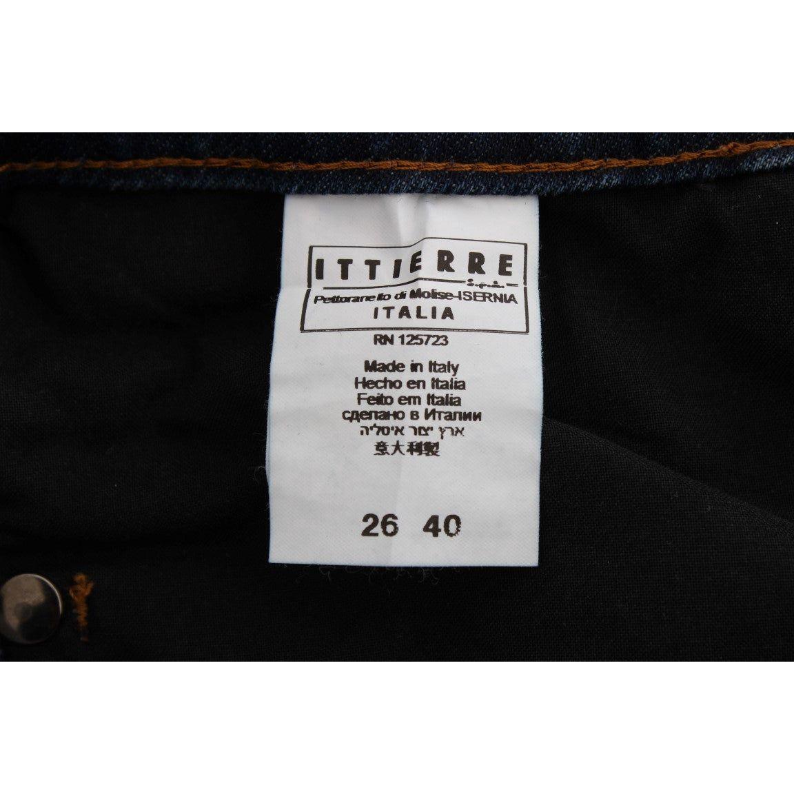 时尚蓝色常规版型设计师款牛仔裤