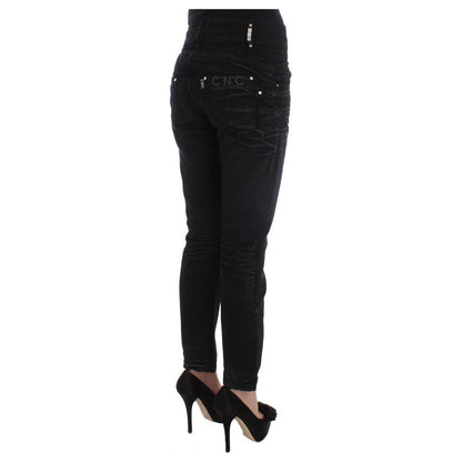 Costume National Black Cotton Slouchy Slims Fit Jeans