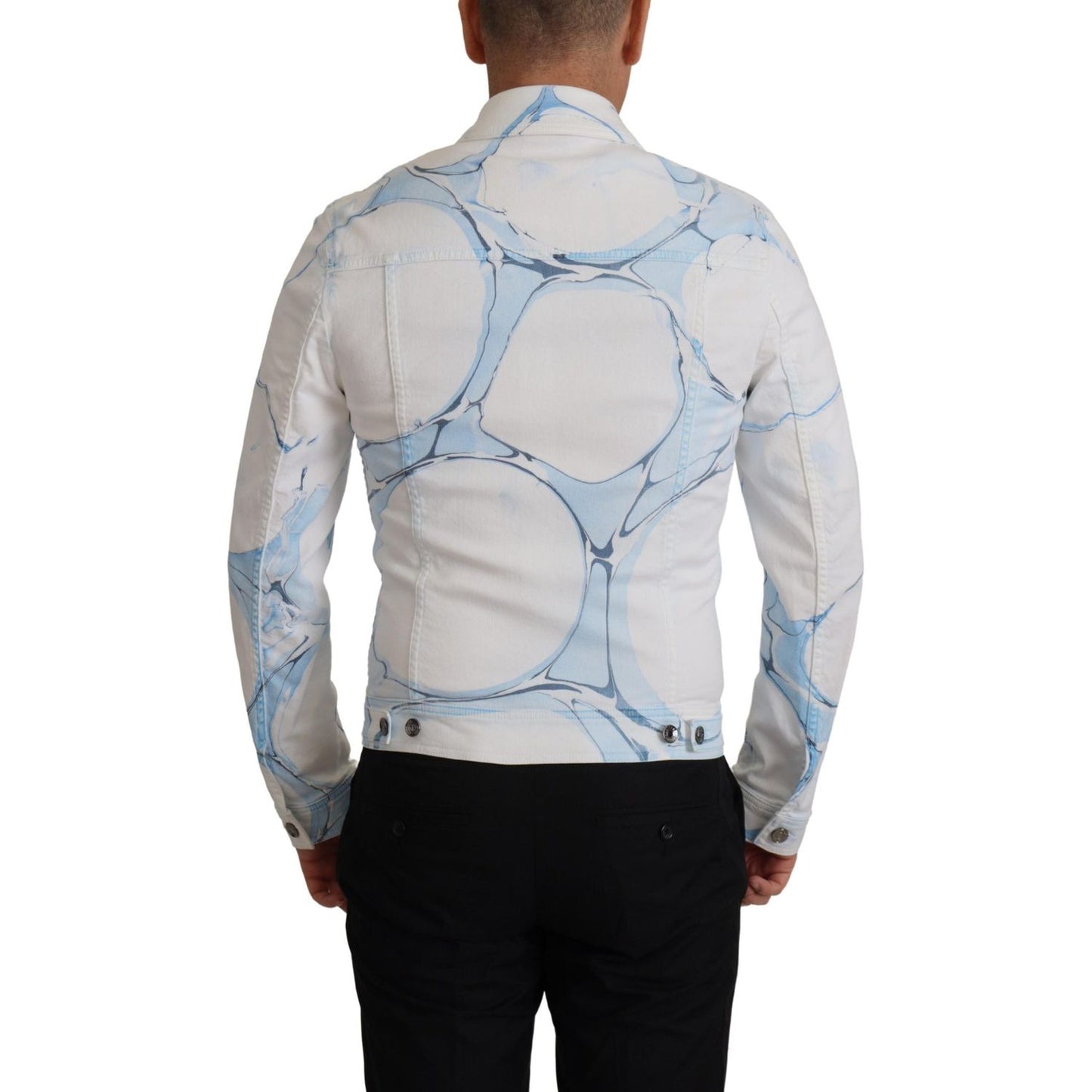 Dolce & Gabbana White Cotton Logo Embroidery Denim Jacket