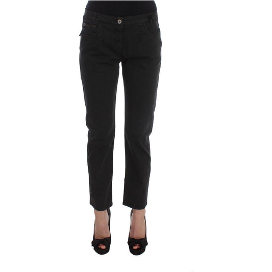 Costume National Black Cotton Capri Cropped Denim Jeans Costume National