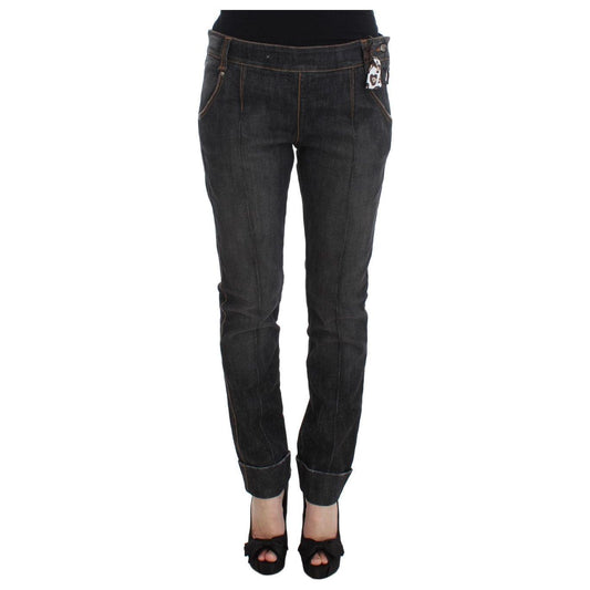 Ermanno Scervino Gray Cotton Slim Fit Denim Jeans Ermanno Scervino
