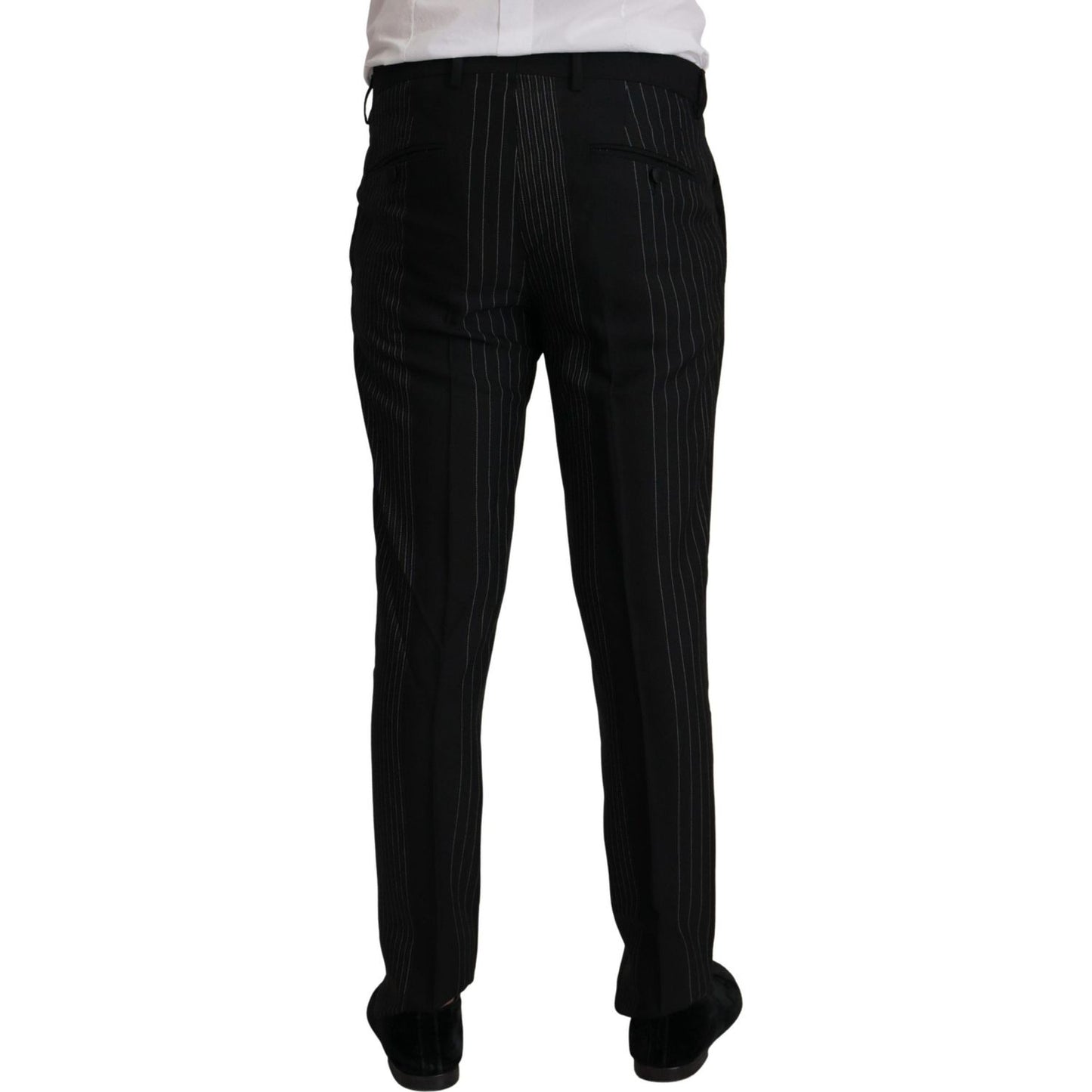 Dolce & Gabbana Elegant Black Striped Slim Fit Two-Piece Suit Dolce & Gabbana