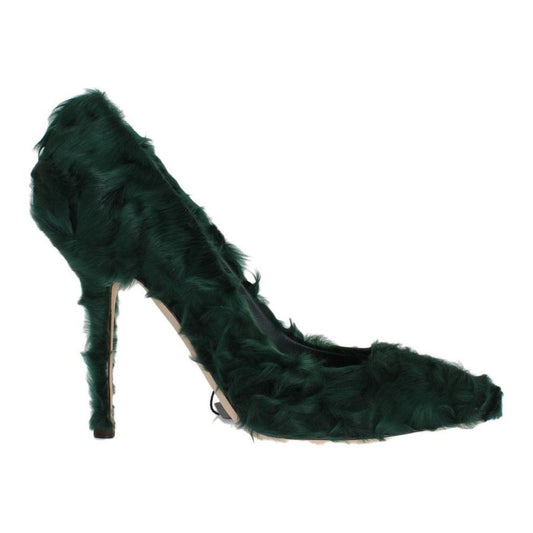Dolce & Gabbana Green Xiangao Lamb Fur Leather Pumps 1728,67345645728,Dolce & Gabbana,EU40/US9.5,Green,High Heel - Pumps - Shoes,Material: 100% Xiangao Fur Leather,New with tags,Pumps - Shoes,Pumps - Women - Shoes,Shoes,Women,Women - Shoes
