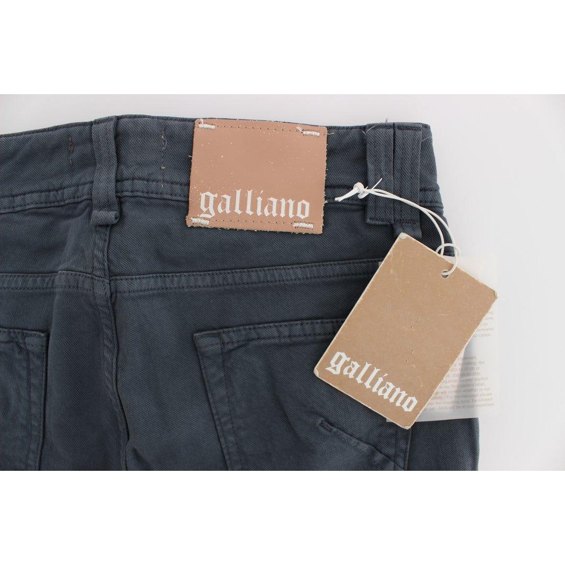 John Galliano Blue Cotton Blend Slim Fit Bootcut Jeans Jeans & Pants