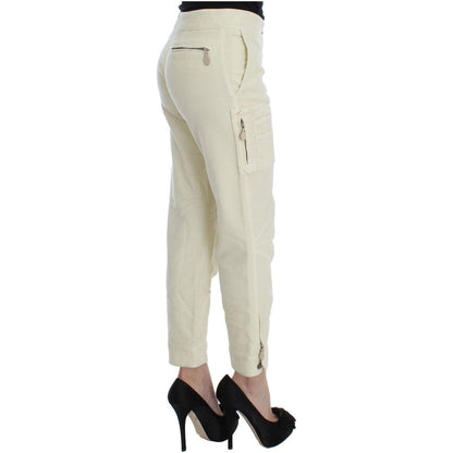 Ermanno Scervino Beige Cotton Capri Cropped Cargo Pants