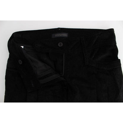 Ermanno Scervino Black Velvet Cotton Capri Bootcut Pants