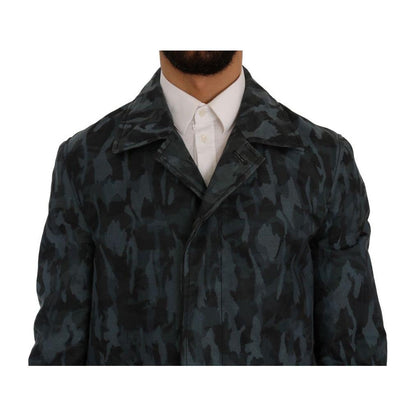 Dolce & Gabbana Blue Camouflage Trench Trench