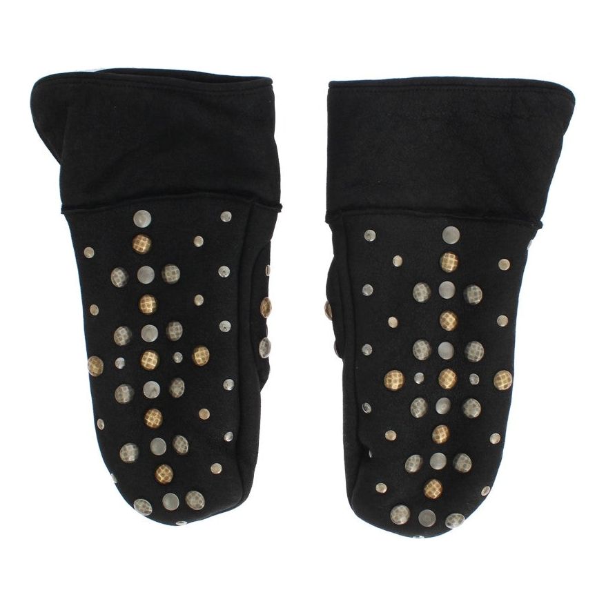 Dolce & Gabbana Elegant Studded Gray Wool Gloves Dolce & Gabbana