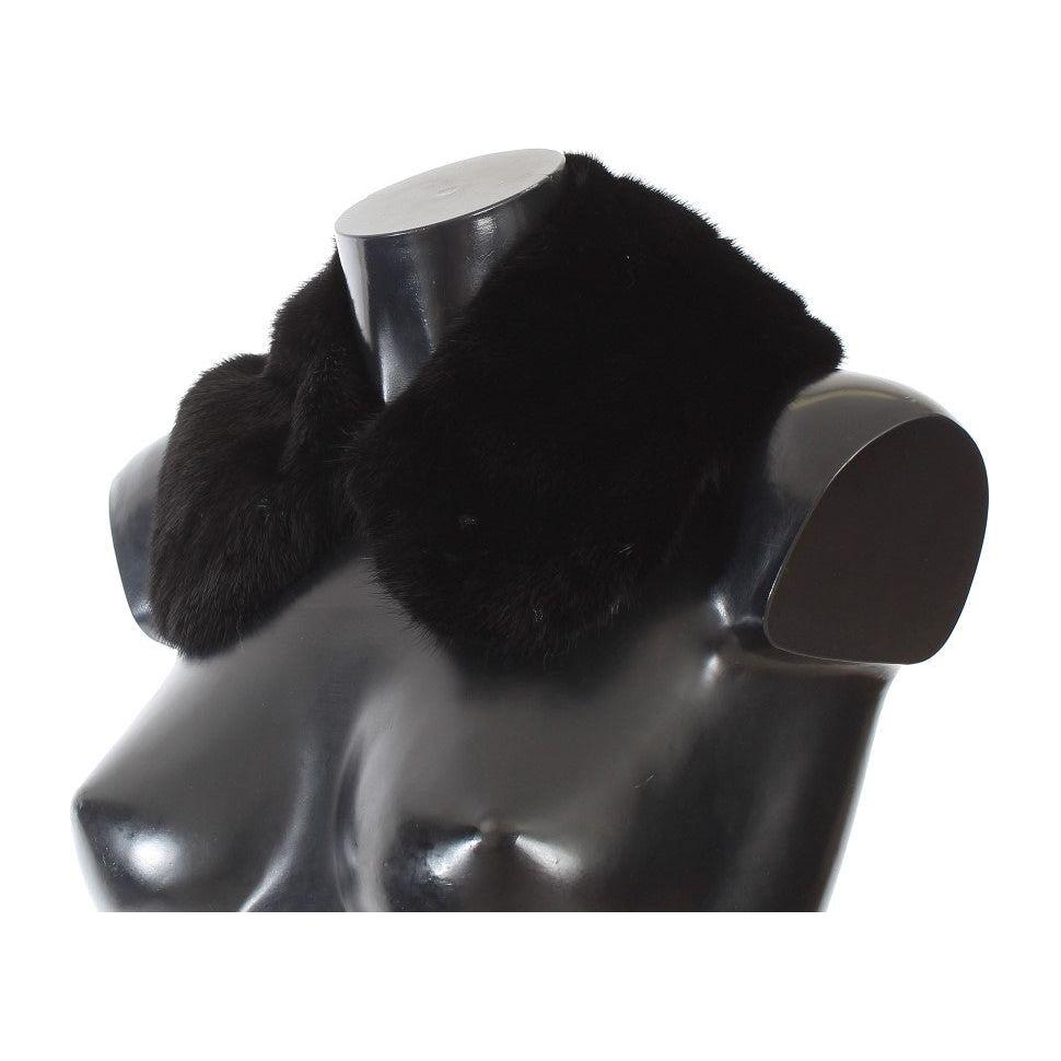 Dolce & Gabbana Elegant Black Mink Fur Shoulder Wrap Scarf Dolce & Gabbana