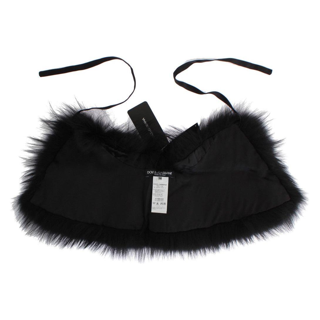 Dolce & Gabbana Black Fox Fur Collar Scarf Dolce & Gabbana