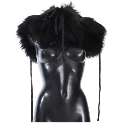 Dolce & Gabbana Black Fox Fur Shoulder Wrap Cover Collar Scarf Dolce & Gabbana