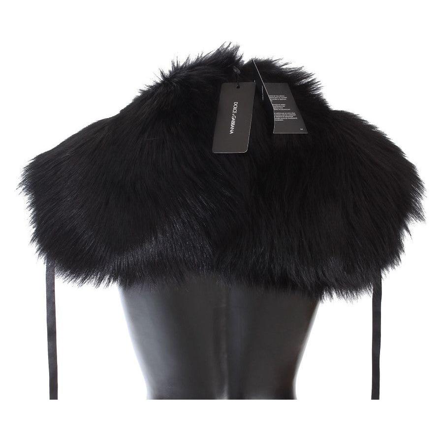 Dolce & Gabbana Black Fox Fur Shoulder Wrap Cover Collar Scarf Dolce & Gabbana