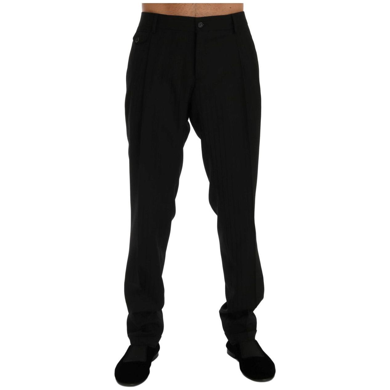 Dolce & Gabbana Black Striped Wool Stretch Pants 1728,3% Elastane,67345645728,Casual Pants - Pants - Clothing,Clothing,Dolce & Gabbana,IT54 | XL,IT56 | XXL,Jeans & Pants - Men - Clothing,Material: 97% Wool,Men,Men - Clothing,New with tags,Pants - Clothing