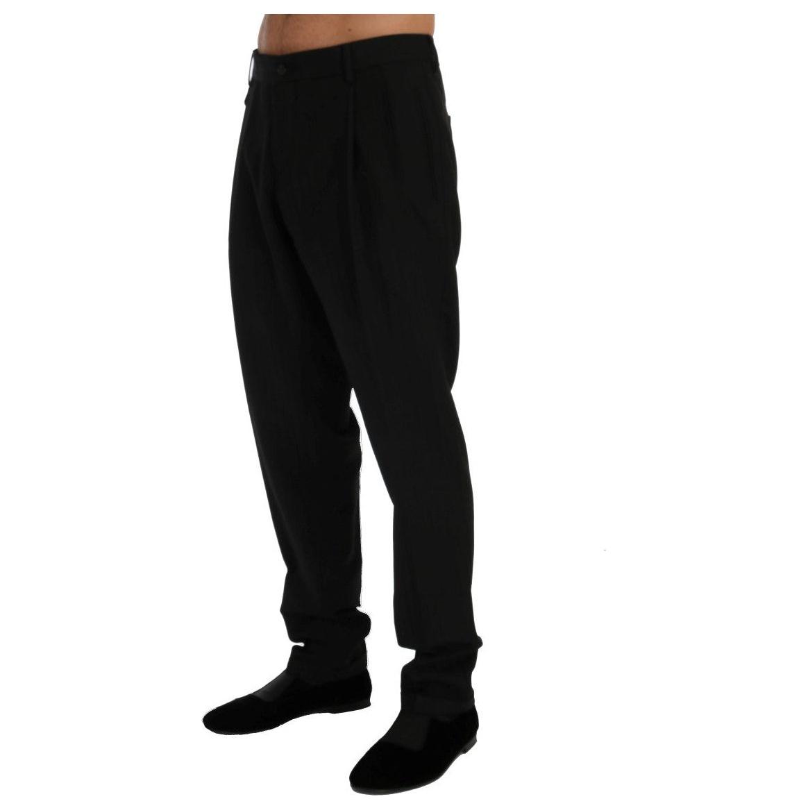 Dolce & Gabbana Black Striped Wool Stretch Pants 1728,3% Elastane,67345645728,Casual Pants - Pants - Clothing,Clothing,Dolce & Gabbana,IT54 | XL,IT56 | XXL,Jeans & Pants - Men - Clothing,Material: 97% Wool,Men,Men - Clothing,New with tags,Pants - Clothing