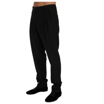 Dolce & Gabbana Black Striped Wool Stretch Pants 1728,3% Elastane,67345645728,Casual Pants - Pants - Clothing,Clothing,Dolce & Gabbana,IT54 | XL,IT56 | XXL,Jeans & Pants - Men - Clothing,Material: 97% Wool,Men,Men - Clothing,New with tags,Pants - Clothing